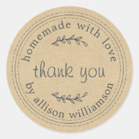 Kraft Rustic Homemade Thank You Label