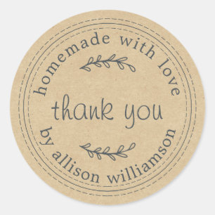Kraft Rustic Homemade Thank You Label