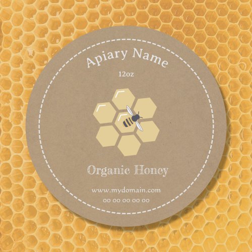 Kraft Rustic Honey Jar Label Sticker for Beekeeper