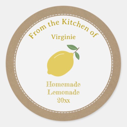 Kraft Rustic Jam Lemon or Lemonade Label Sticker