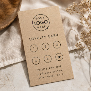 Kraft Rustic Logo Modern Minimalist Business Loyalty Card