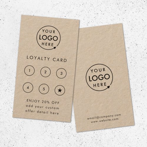 Kraft Rustic Logo  Modern Minimalist Business Loyalty Card