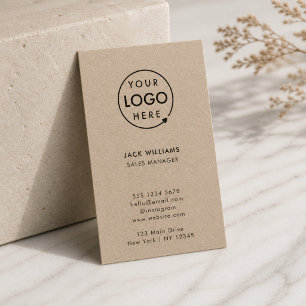 Kraft Rustic Logo   Vertical Informal Company Business Card