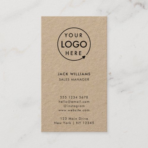 Kraft Rustic Logo  Vertical Informal Company Business Card