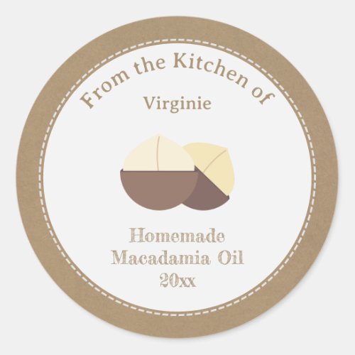 Kraft Rustic Macadamia Oil Label Sticker