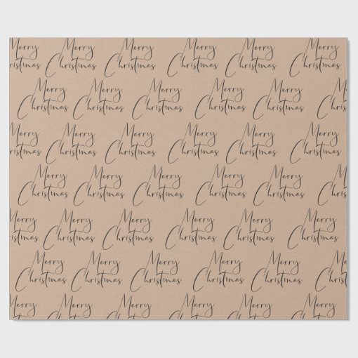 Kraft Rustic Merry Christmas Script Wrapping Paper | Zazzle