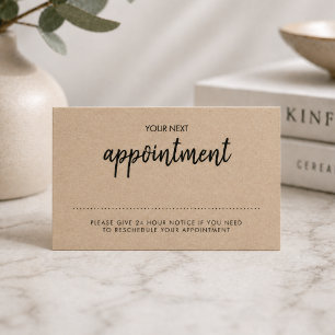 Kraft Rustic   Minimalist Modern Stylish Reminder Appointment Card