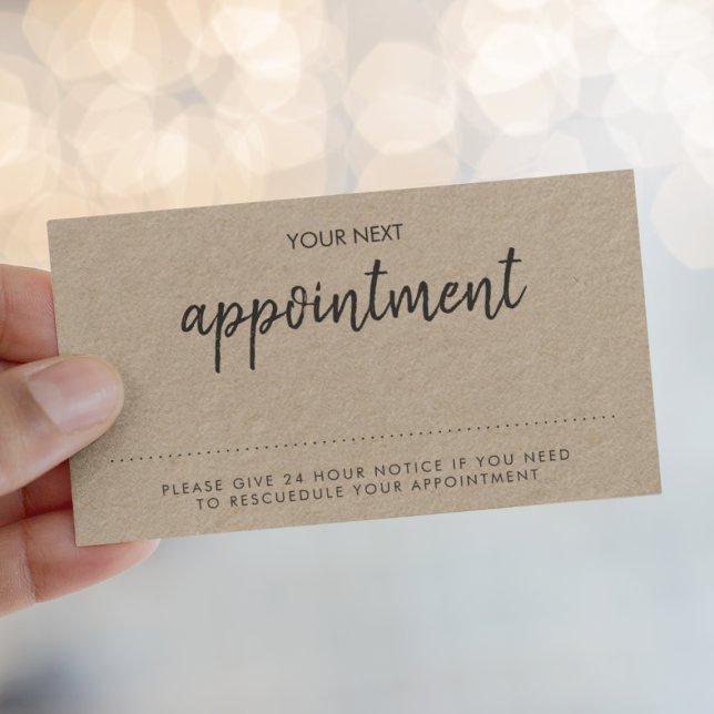Kraft Rustic | Minimalist Modern Stylish Reminder Appointment Card (Creator Uploaded)