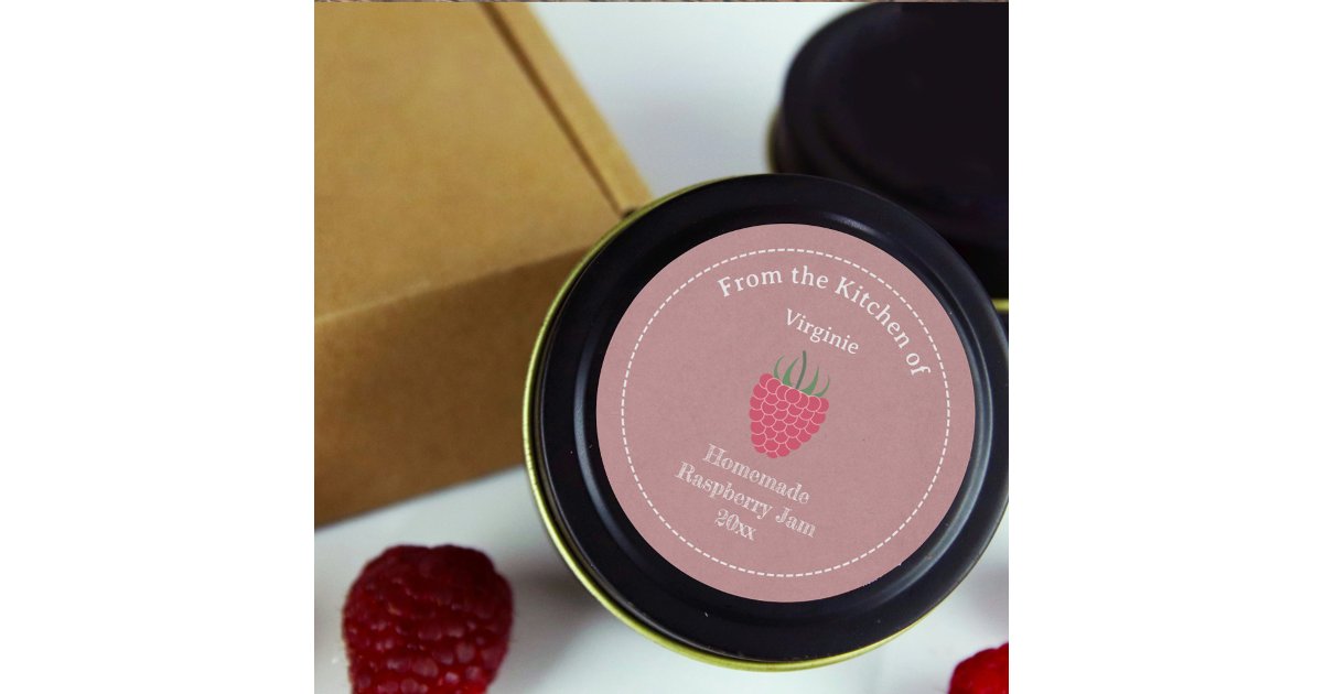 Kraft & Rustic Raspberry Jam Label Sticker | Zazzle