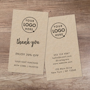 Kraft Rustic   Thank You Business Logo Modern Discount Card