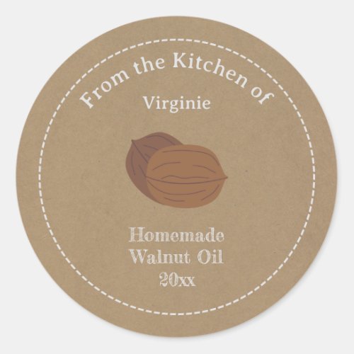 Kraft  Rustic Walnut Oil Label Sticker