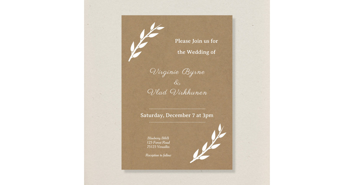 Kraft Rustic Wedding Invitation Zazzle