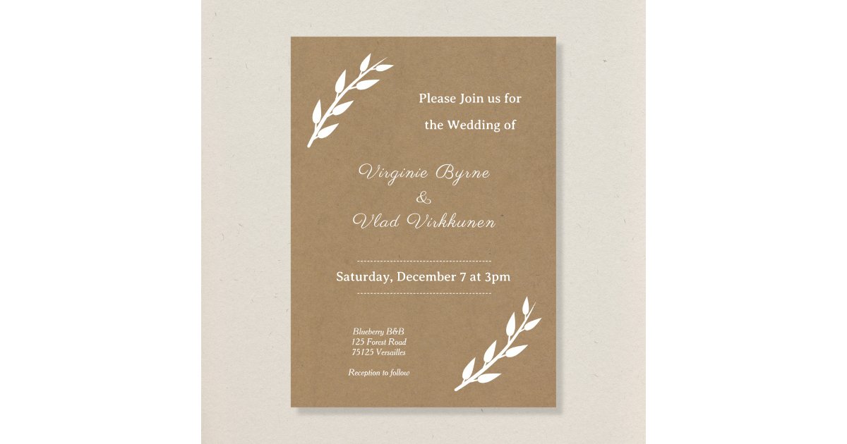 Kraft Rustic Wedding Invitation Zazzle