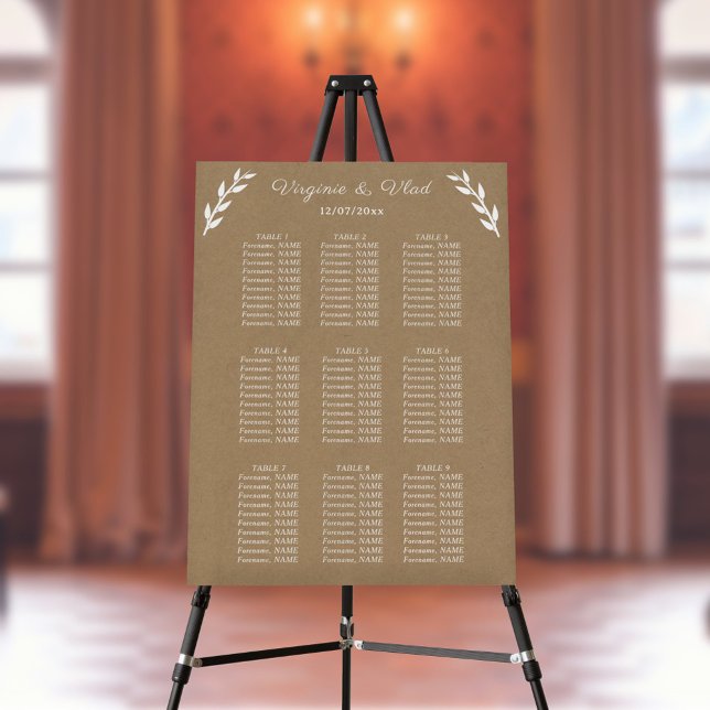 Kraft & Rustic Wedding Seating Chart Foam Board (Kraft & Rustic Wedding Seating Chart Foam Board)