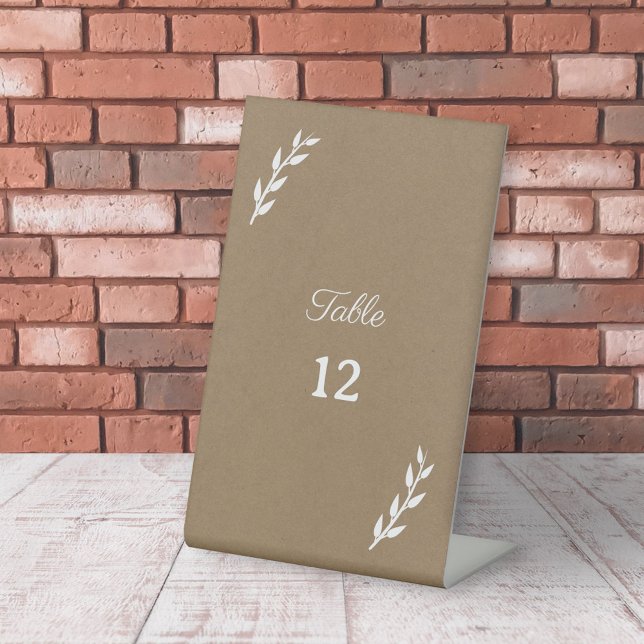 Kraft & Rustic Wedding Table Numbers Pedestal Sign (Kraft & Rustic Wedding Table Numbers Pedestal Sign)