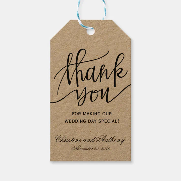 30 x Thank You Tags Kraft Gift Tags Rustic Flag Wedding Favours Bomboniere 