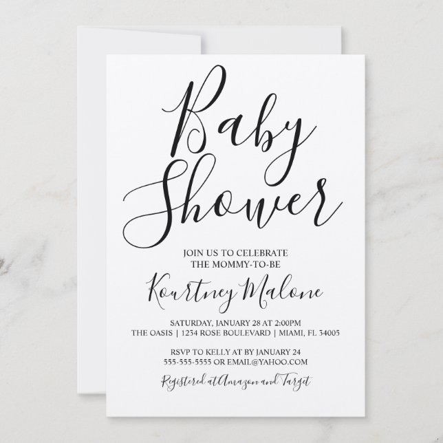 Kraft Script Baby Shower Invitation (Front)