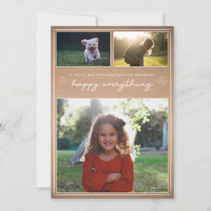 Kraft Script Modern New Year Photo Collage Card
