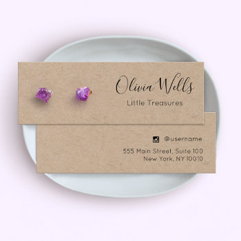 Kraft Script Stud Earring Jewelry Display Card by sm_business_cards at Zazzle
