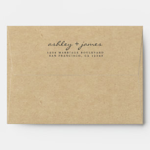 Kraft Script Wedding Return Address Envelope