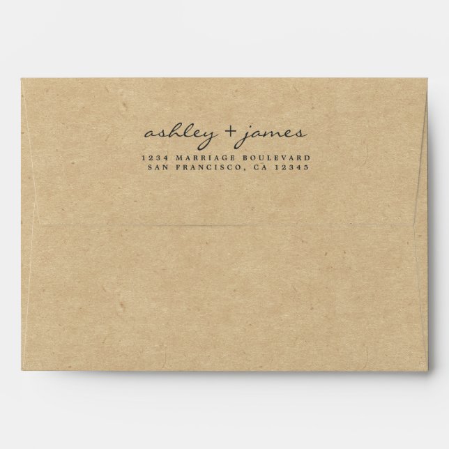 Kraft Script Wedding Return Address Envelope (Back (Top Flap))