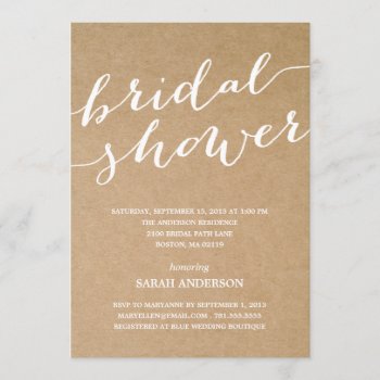 Kraft Shower | Bridal Shower Invitation by FINEandDANDY at Zazzle