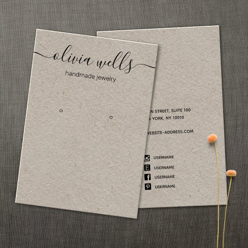 Kraft Signature Script Earring Display Business Card