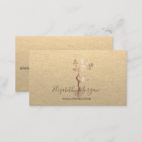 KraftSilouette Gold Confetti Yoga Instructor Business Card