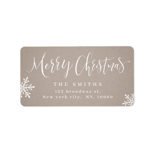 Kraft Simple Calligraphy Merry Christmas Address Label