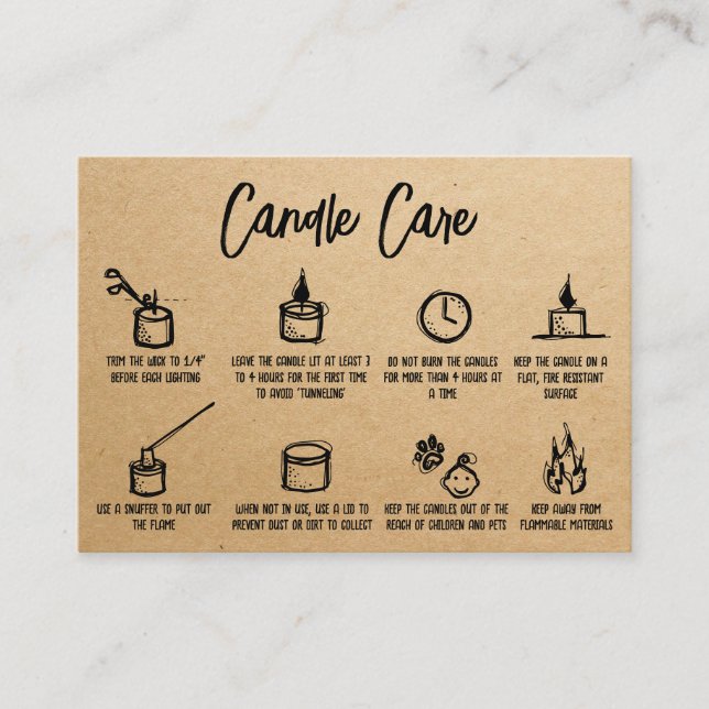 Kraft Simple Candle Care Thank You Add Logo Enclosure Card (Front)