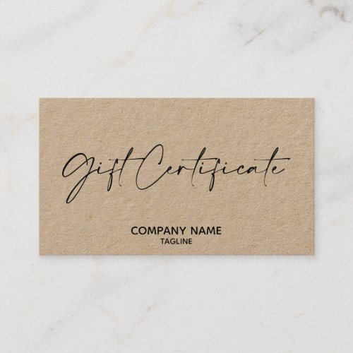 Kraft Simple  Modern Business Gift Certificate