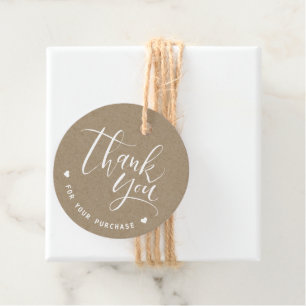 Kraft Simple Modern Script Business Thank You Favor Tags
