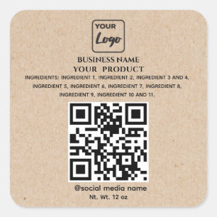 Kraft Simple qr code logo product ingredients Square Sticker