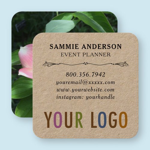 Kraft Square Business Cards with Rounded Corners