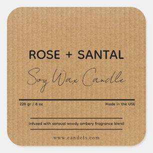Kraft Square Custom Candle Label,Personalized Sticker