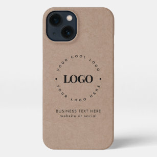 Kraft Style Business Custom Logo & Text Rustic iPhone 13 Case
