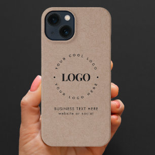Kraft Style Business Custom Logo & Text Rustic iPhone 13 Case