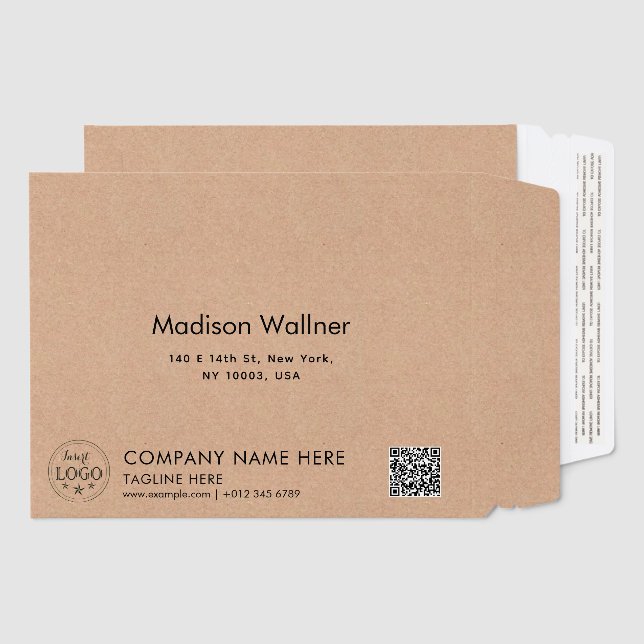 Kraft Style Custom Address Envelope Mailers for Bu (Front & Back)