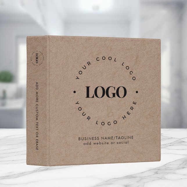 Kraft Style Rustic Business Company Custom Logo 3  3 Ring Binder (Creator Uploaded)