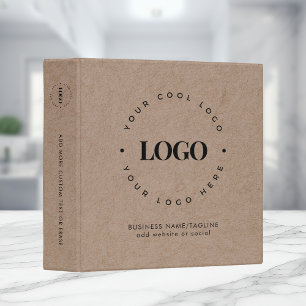 Kraft Style Rustic Business Company Custom Logo 3 Ring Binder