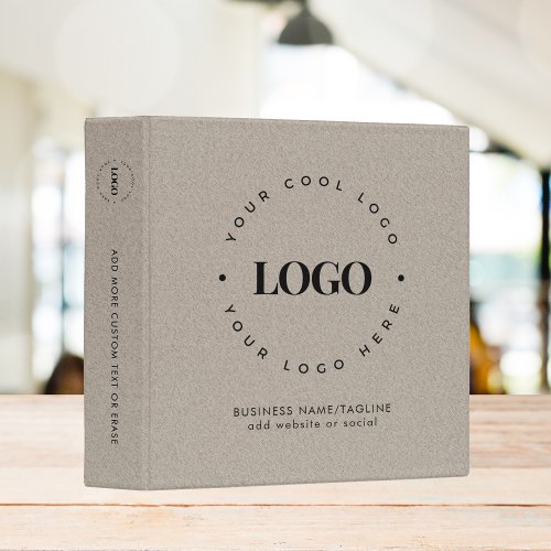 Kraft Style Rustic Business Company Custom Logo 3 Ring Binder