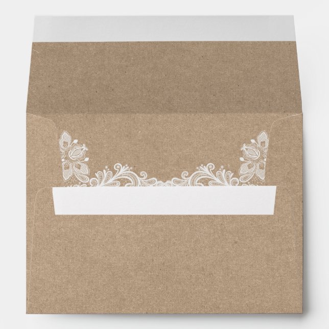 Kraft Style Rustic Wedding Lace Envelope (Back (Bottom))