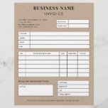 Kraft Style Simple Small Business Sales Invoice Letterhead<br><div class="desc">This modern,  elegant invoice template would be great for your business needs! Easily add all the necessary info by clicking on the "personalize" option.</div>
