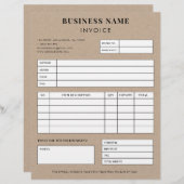 Kraft Style Simple Small Business Sales Invoice Letterhead (Front/Back)