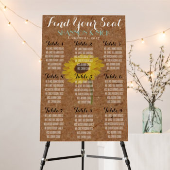 Kraft Sunflower Autumn 9 Seating Table Wedding Poster by Ohhhhilovethat at Zazzle