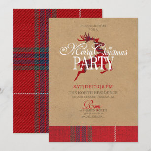 Kraft & Tartan Reindeer Christmas Party ID589 Invitation