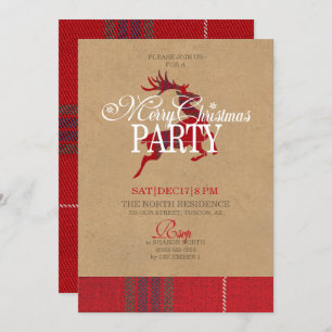 Kraft & Tartan Reindeer Christmas Party ID589 Invitation