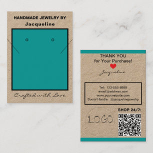 Kraft Teal Necklace Earrings Logo Website QR Code Business Card
