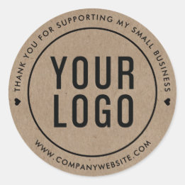 Kraft Thank You For Supporting My Small Business Classic Round Sticker