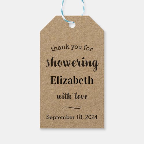 Kraft Thank You Tag for Baby or Bridal Shower
